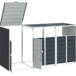 vidaXL Cobertizo 3 contenedores basura acero 216x81x115 cm Antracita Discount