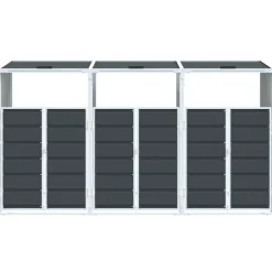 vidaXL Cobertizo 3 contenedores basura acero 216x81x115 cm Antracita Discount