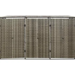 vidaXL Productos Del Hogar-Cobertizo 3 contenedores de basura ratán PE 207x80x117 cm