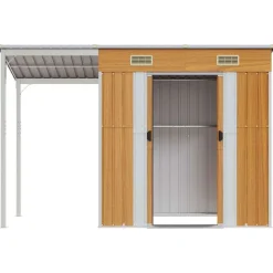 vidaXL Jardín-Cobertizo con tejado largo acero marrón claro 277x107x181 cm