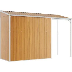 vidaXL Jardín-Cobertizo con tejado largo acero marrón claro 277x107x181 cm