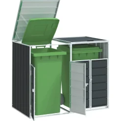 vidaXL Cobertizo contenedor doble basura acero 144x81x113 cm Antracita Best