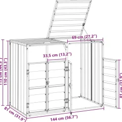 vidaXL Cobertizo contenedor doble basura acero 144x81x113 cm Antracita Best