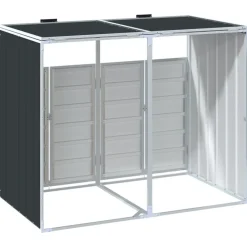 vidaXL Cobertizo contenedor doble basura acero 144x81x113 cm Antracita Best