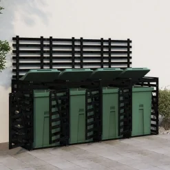 vidaXL Cobertizo cuádruple para cubos de basura madera de Pino negro