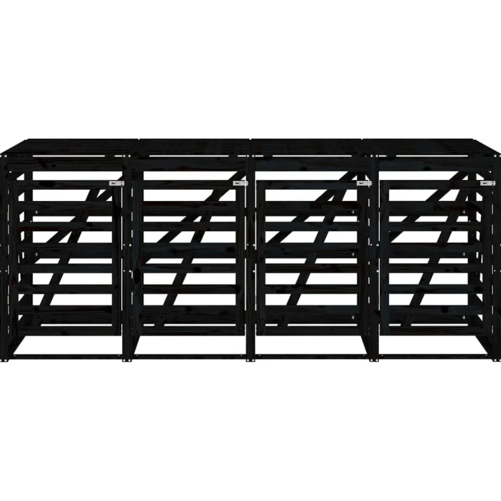 vidaXL Cobertizo cuádruple para cubos de basura madera de Pino negro