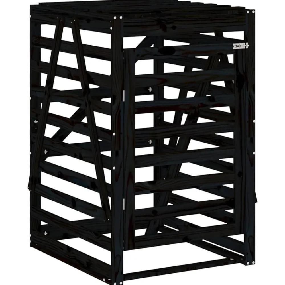 vidaXL Cobertizo cuádruple para cubos de basura madera de Pino negro