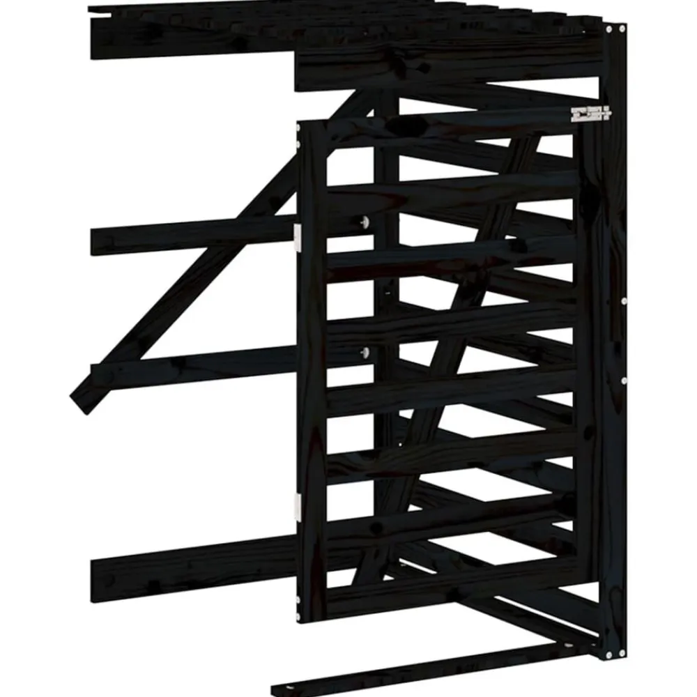 vidaXL Cobertizo cuádruple para cubos de basura madera de Pino negro
