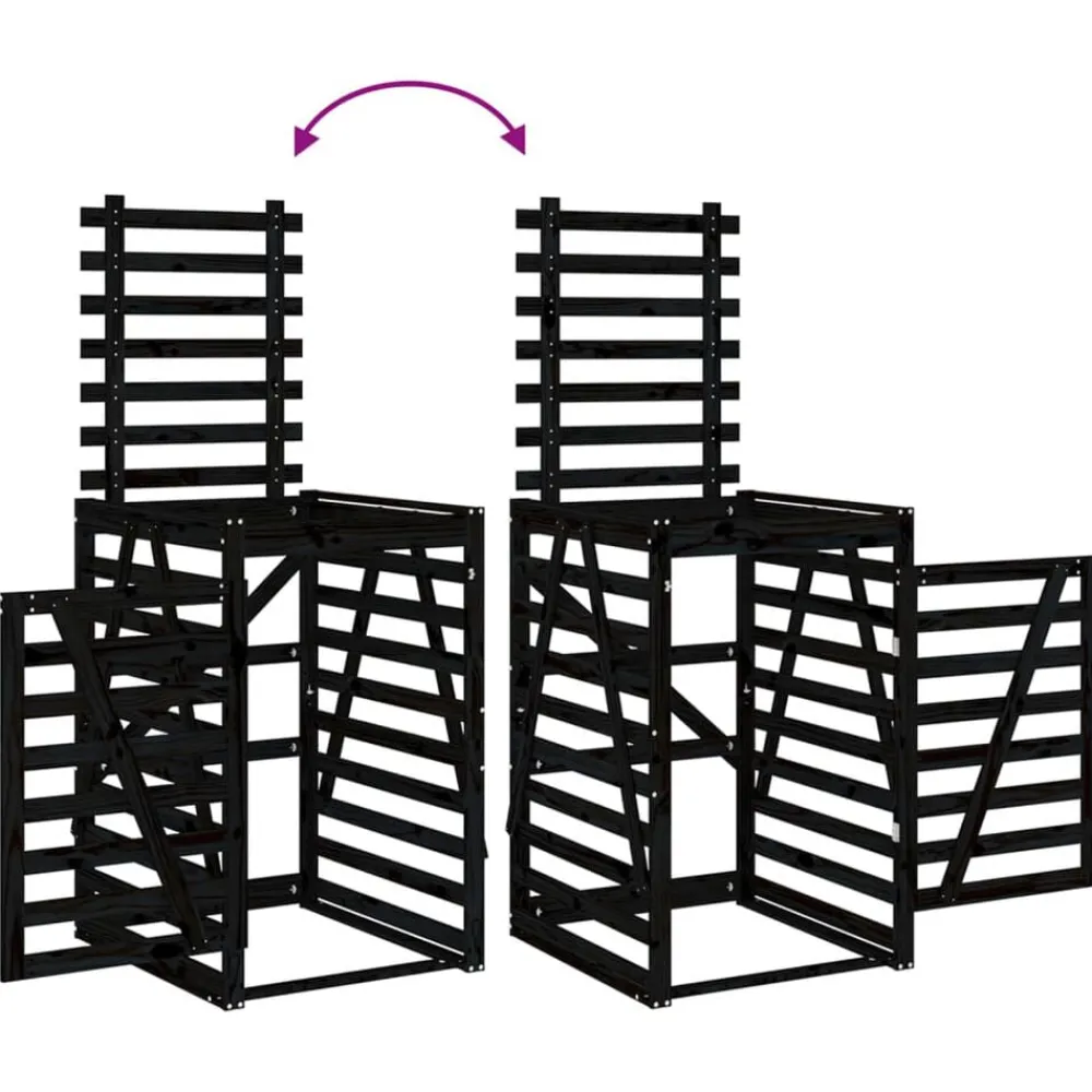 vidaXL Cobertizo cuádruple para cubos de basura madera de Pino negro