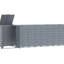 vidaXL Cobertizo de 5 contenedores de basura acero 345x79x117 cm Gris Outlet