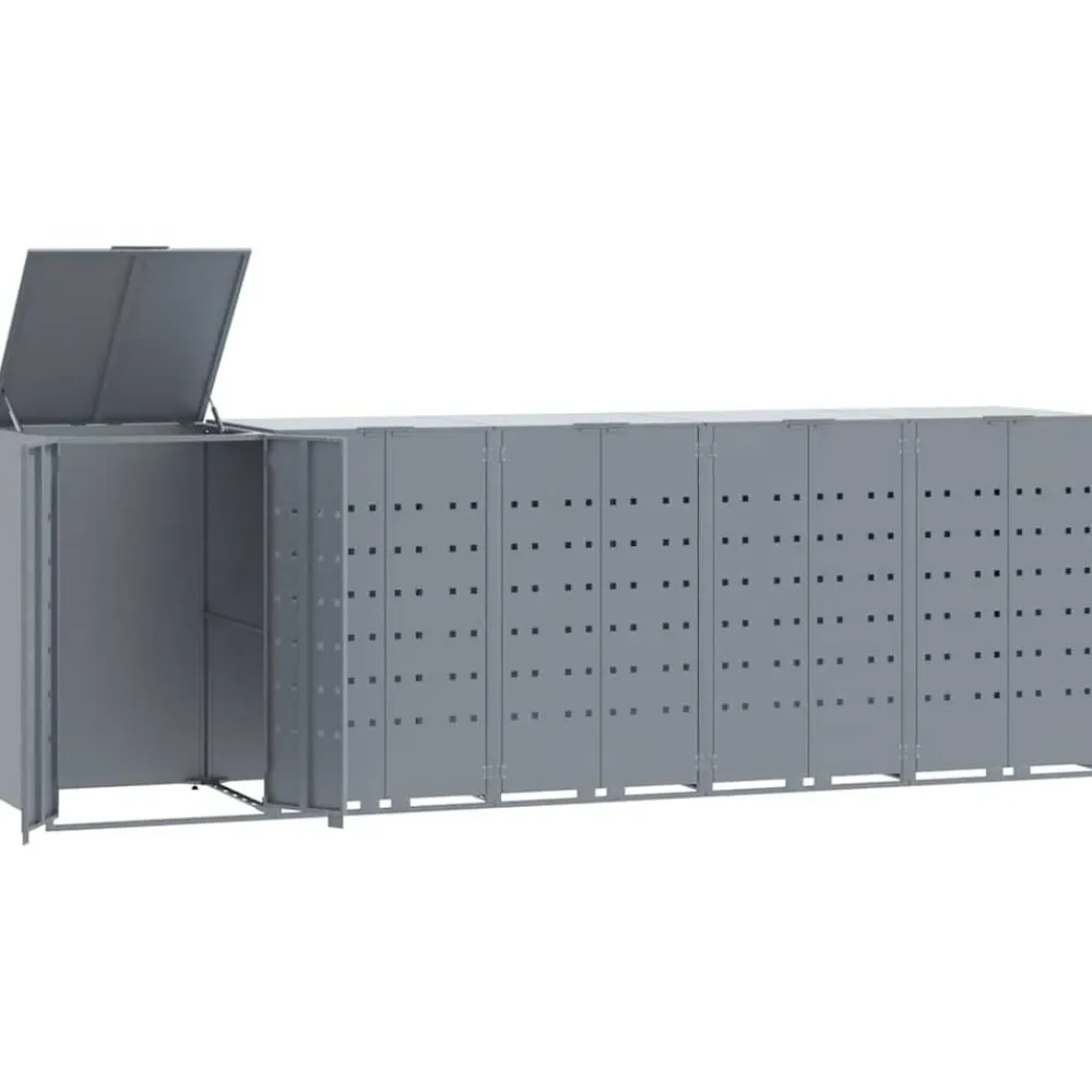 vidaXL Cobertizo de 5 contenedores de basura acero 345x79x117 cm Gris Outlet