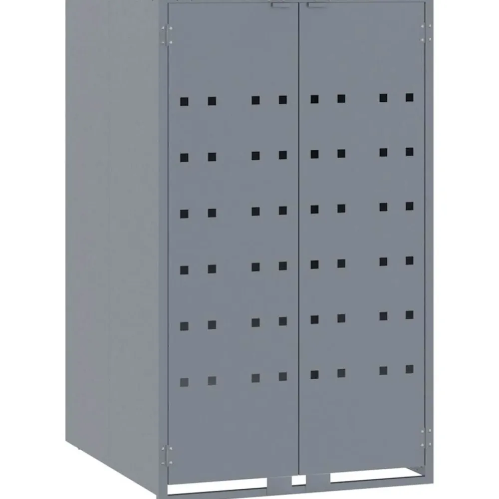 vidaXL Cobertizo de 5 contenedores de basura acero 345x79x117 cm Gris Outlet
