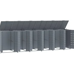 vidaXL Productos Del Hogar-Cobertizo de 6 contenedores de basura acero 414x79x117 cm