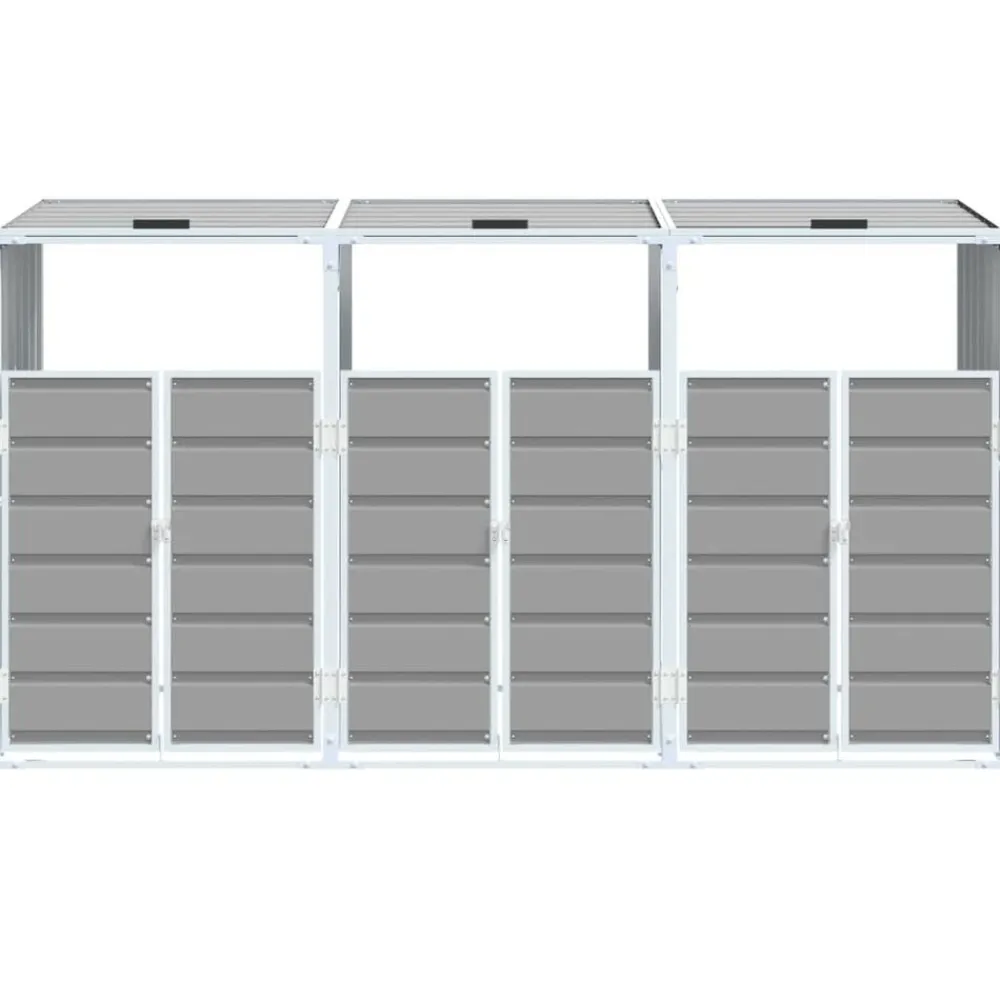 vidaXL Cobertizo de 3 contenedores basura acero 216x81x115 cm Gris Outlet
