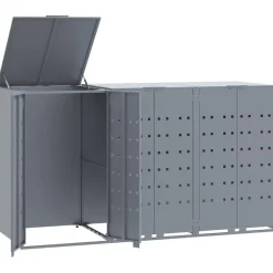 vidaXL Cobertizo de 3 contenedores de basura acero 207x79x117 cm Gris Outlet
