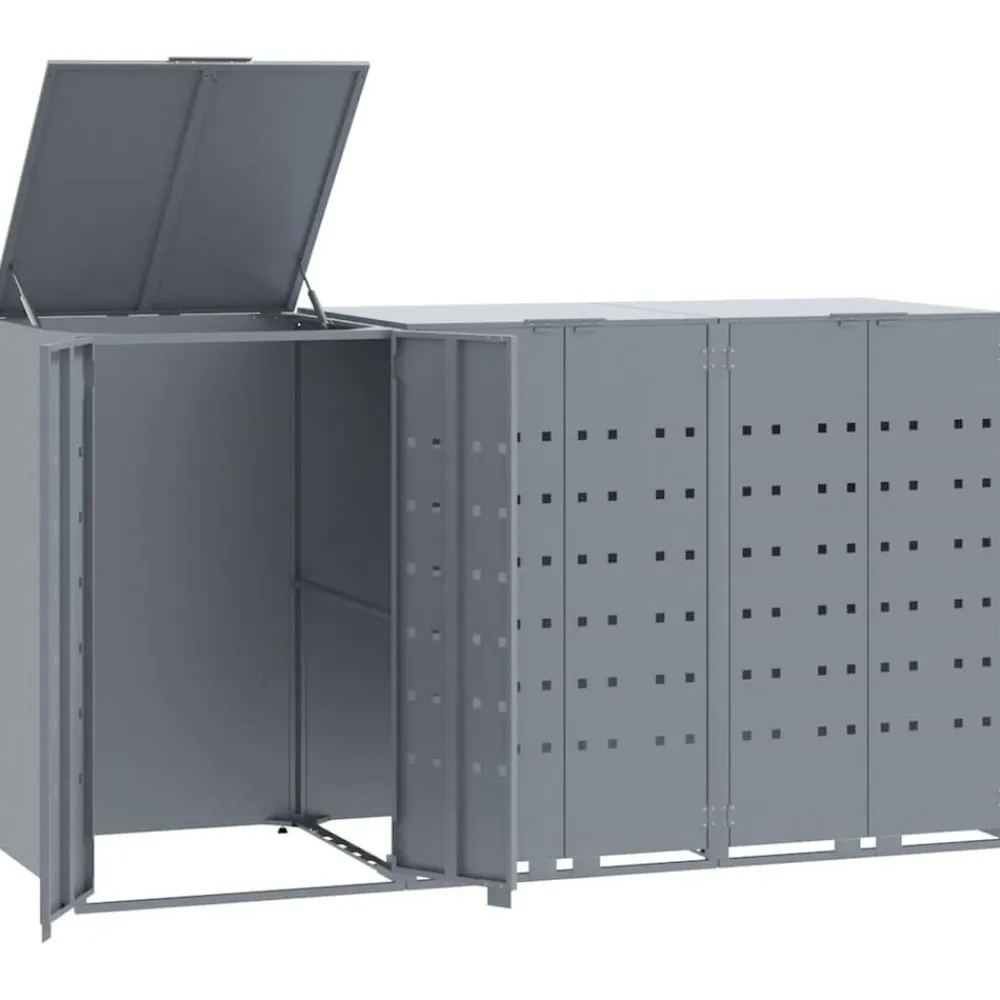 vidaXL Cobertizo de 3 contenedores de basura acero 207x79x117 cm Gris Outlet