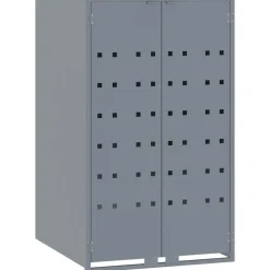 vidaXL Cobertizo de 3 contenedores de basura acero 207x79x117 cm Gris Outlet