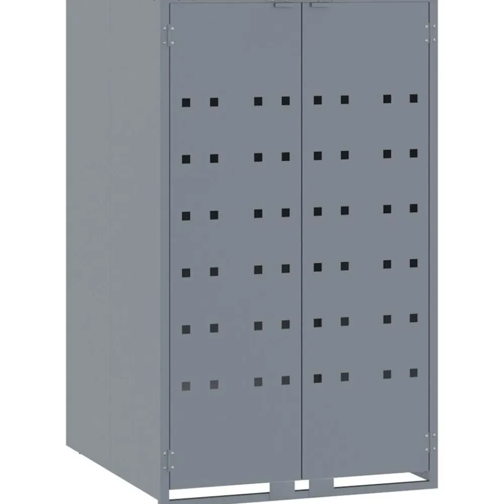 vidaXL Cobertizo de 3 contenedores de basura acero 207x79x117 cm Gris Outlet