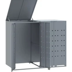 vidaXL Productos Del Hogar-Cobertizo de 2 contenedores de basura acero 138x79x117 cm