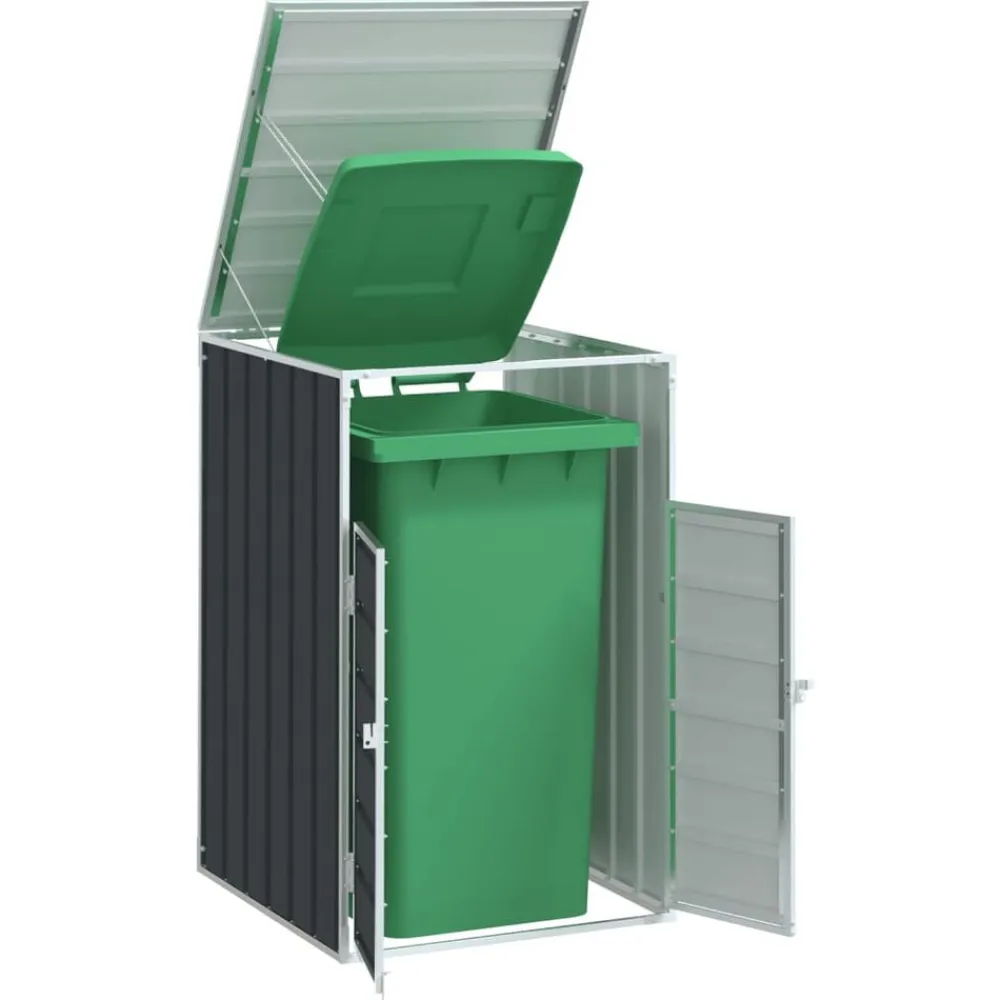 vidaXL Productos Del Hogar-Cobertizo de contenedor de basura acero 72x81x115 cm