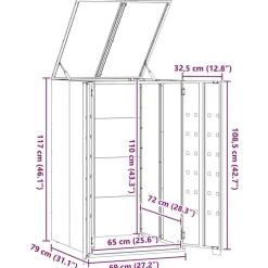 vidaXL Productos Del Hogar-Cobertizo de contenedor de basura acero 69x79x117 cm