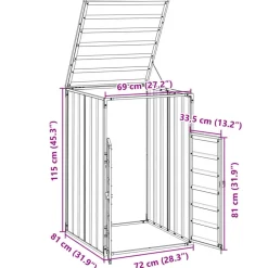 vidaXL Productos Del Hogar-Cobertizo de contenedor de basura acero 72x81x115 cm