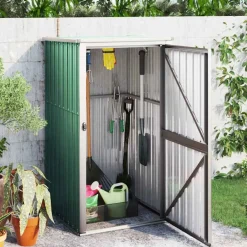 vidaXL Cobertizo de herramientas jardín acero galvanizado 88x89x161 cm Verde Sale
