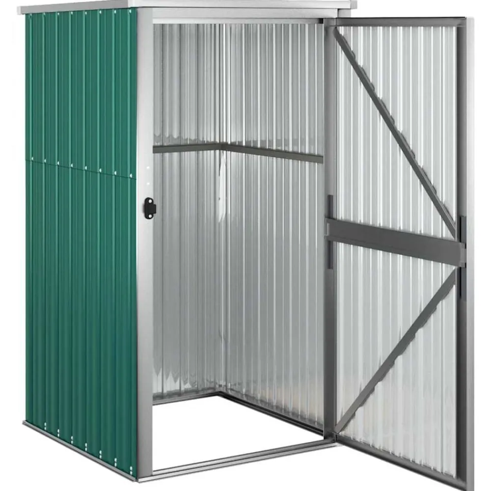 vidaXL Cobertizo de herramientas jardín acero galvanizado 88x89x161 cm Verde Sale