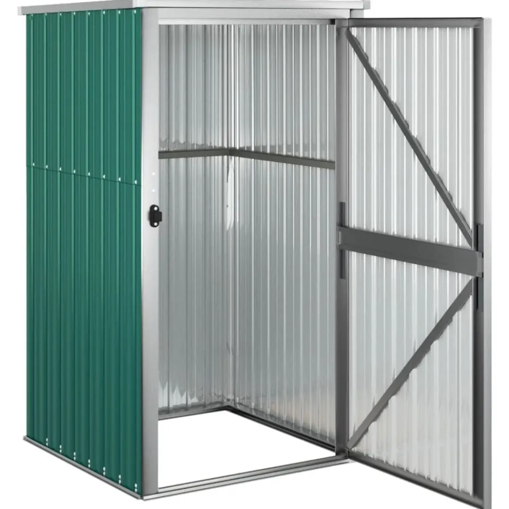 vidaXL Cobertizo de herramientas jardín acero galvanizado 88x89x161 cm Verde Sale