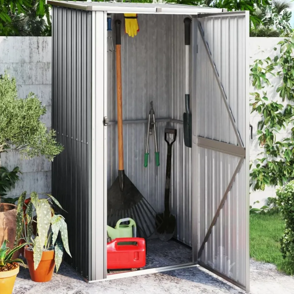 vidaXL Cobertizo de jardín acero galvanizado 118,5x97x209,5 cm Gris