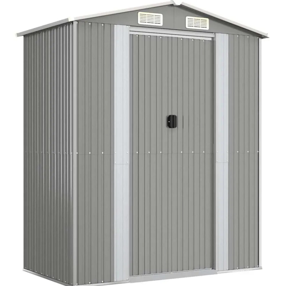 vidaXL Cobertizo de jardín acero galvanizado 192x108x223 cm Gris claro Clearance