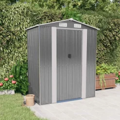 vidaXL Cobertizo de jardín acero galvanizado 192x108x223 cm Gris claro Clearance