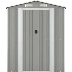 vidaXL Cobertizo de jardín acero galvanizado 192x108x223 cm Gris claro Clearance