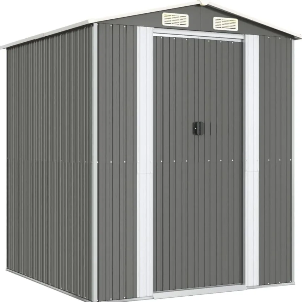 vidaXL Jardín-Cobertizo de jardín acero galvanizado gris claro 192x191x223 cm