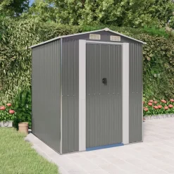 vidaXL Jardín-Cobertizo de jardín acero galvanizado gris claro 192x191x223 cm