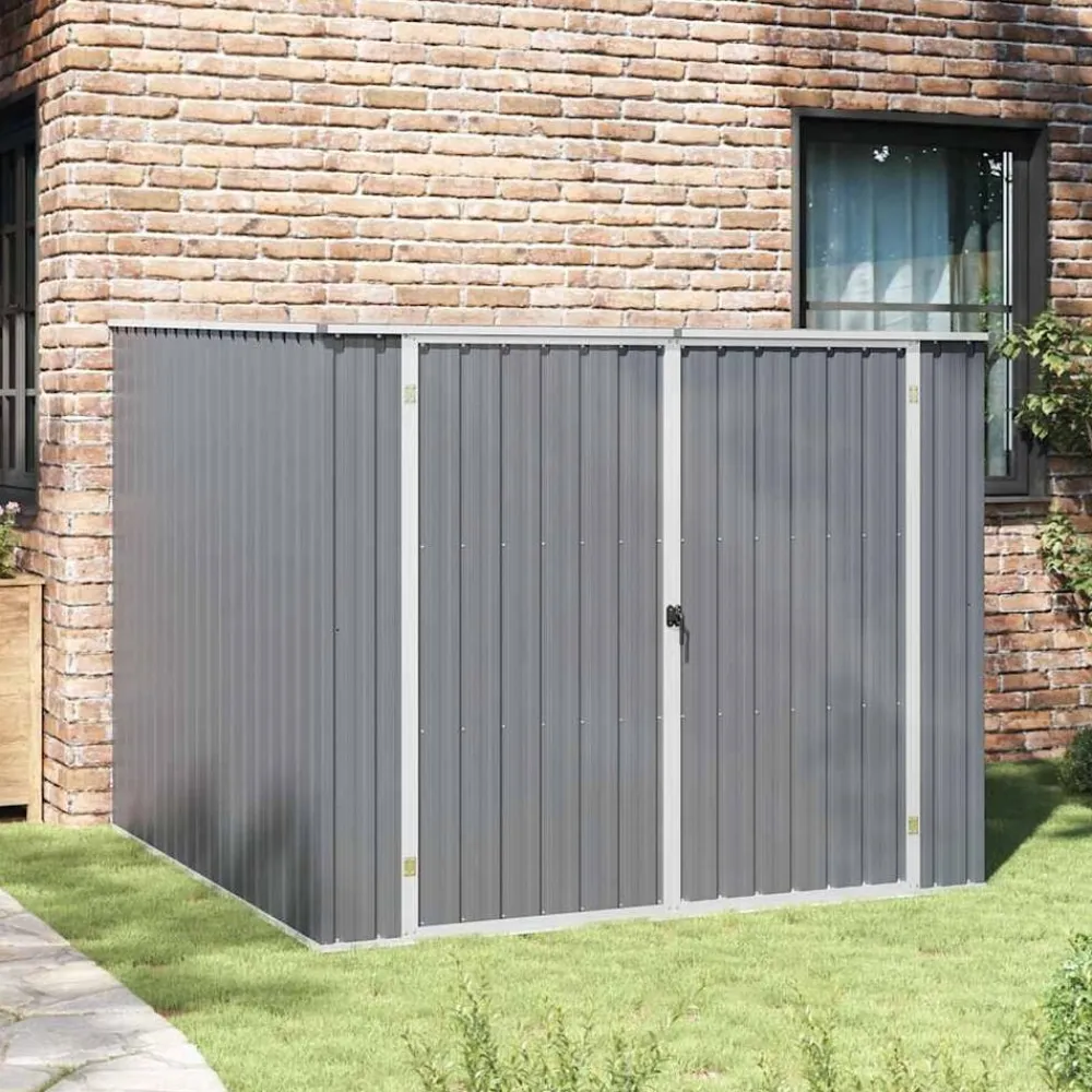 vidaXL Cobertizo de jardín acero galvanizado 195x198x159 cm Gris Best