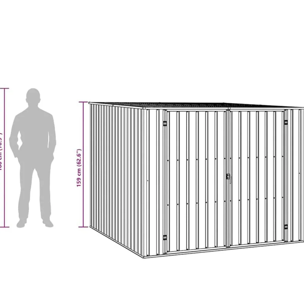 vidaXL Cobertizo de jardín acero galvanizado 195x198x159 cm Gris Best