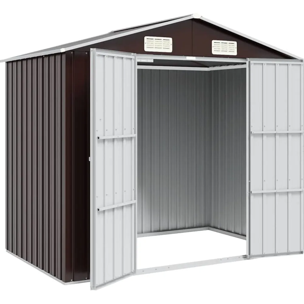 vidaXL Cobertizo de jardín acero galvanizado marrón 205x129x183 cm Marrón New