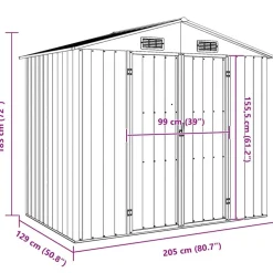 vidaXL Cobertizo de jardín acero galvanizado marrón 205x129x183 cm Marrón New