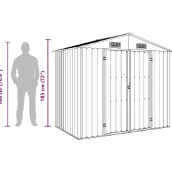 vidaXL Cobertizo de jardín acero galvanizado marrón 205x129x183 cm Marrón New