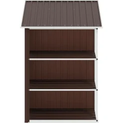 vidaXL Cobertizo de jardín con estantería hierro marrón 205x130x183 cm Marrón Hot