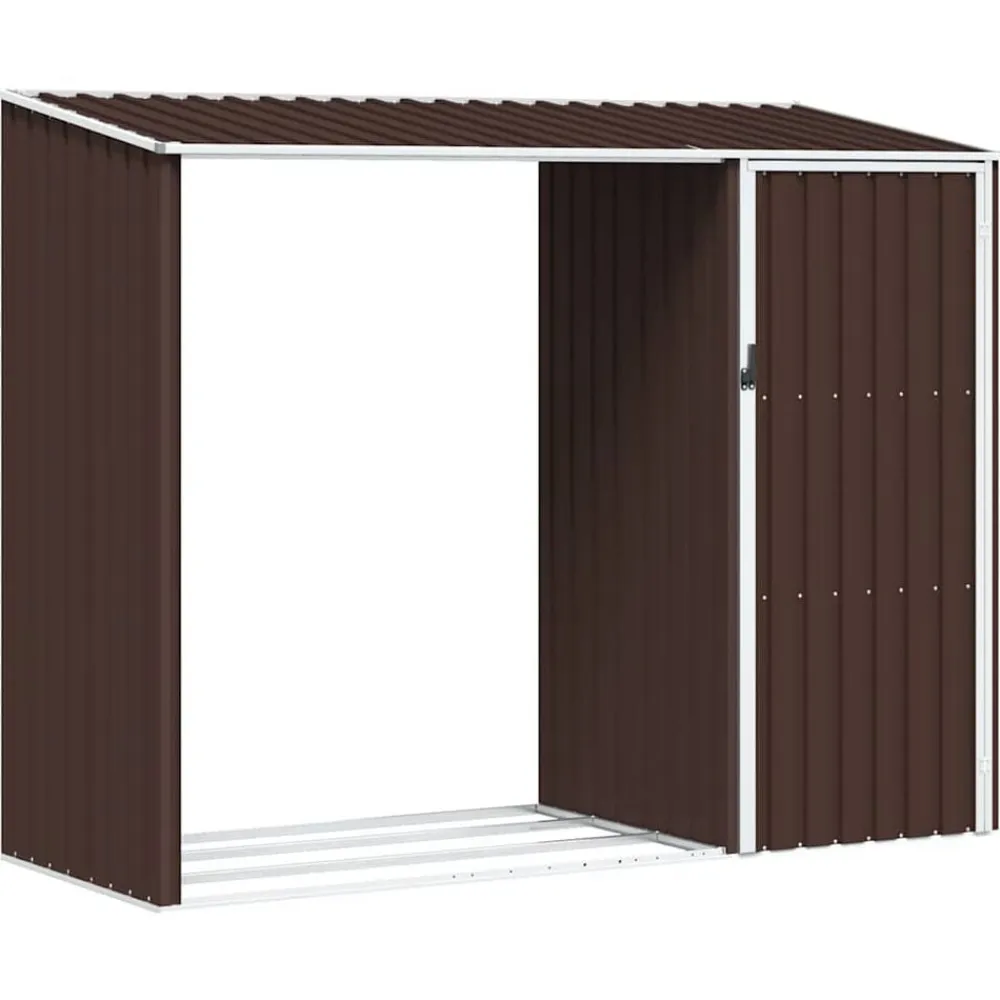 vidaXL Jardín-Cobertizo de jardín leña marrón acero galvanizado 245x98x159cm