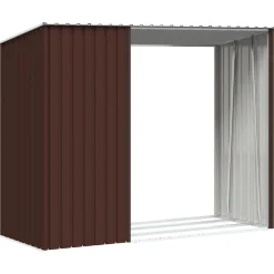 vidaXL Jardín-Cobertizo de jardín leña marrón acero galvanizado 245x98x159cm