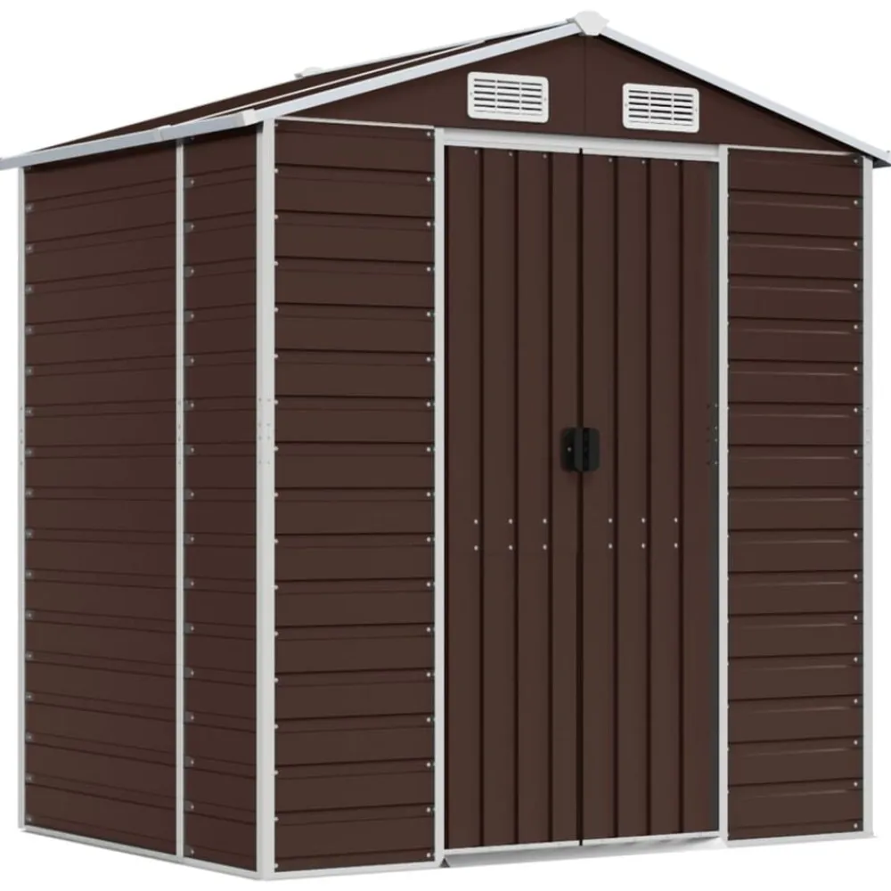 vidaXL Jardín-Cobertizo de jardín acero galvanizado marrón 191x130x198 cm