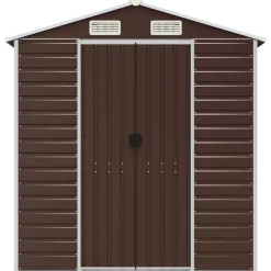 vidaXL Jardín-Cobertizo de jardín acero galvanizado marrón 191x130x198 cm