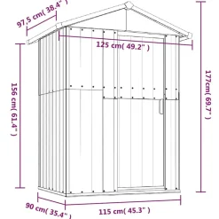 vidaXL Jardín-Cobertizo de jardín acero galvanizado 126x97,5x177 cm