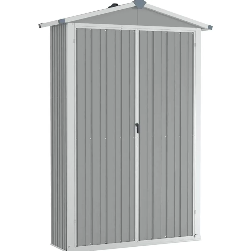 vidaXL Cobertizo de jardín acero galvanizado 116x45x175 cm Gris Clearance