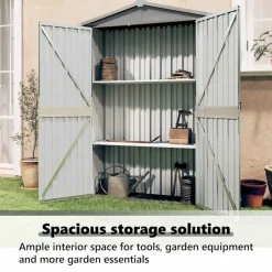 vidaXL Cobertizo de jardín acero galvanizado 116x45x175 cm Gris Clearance