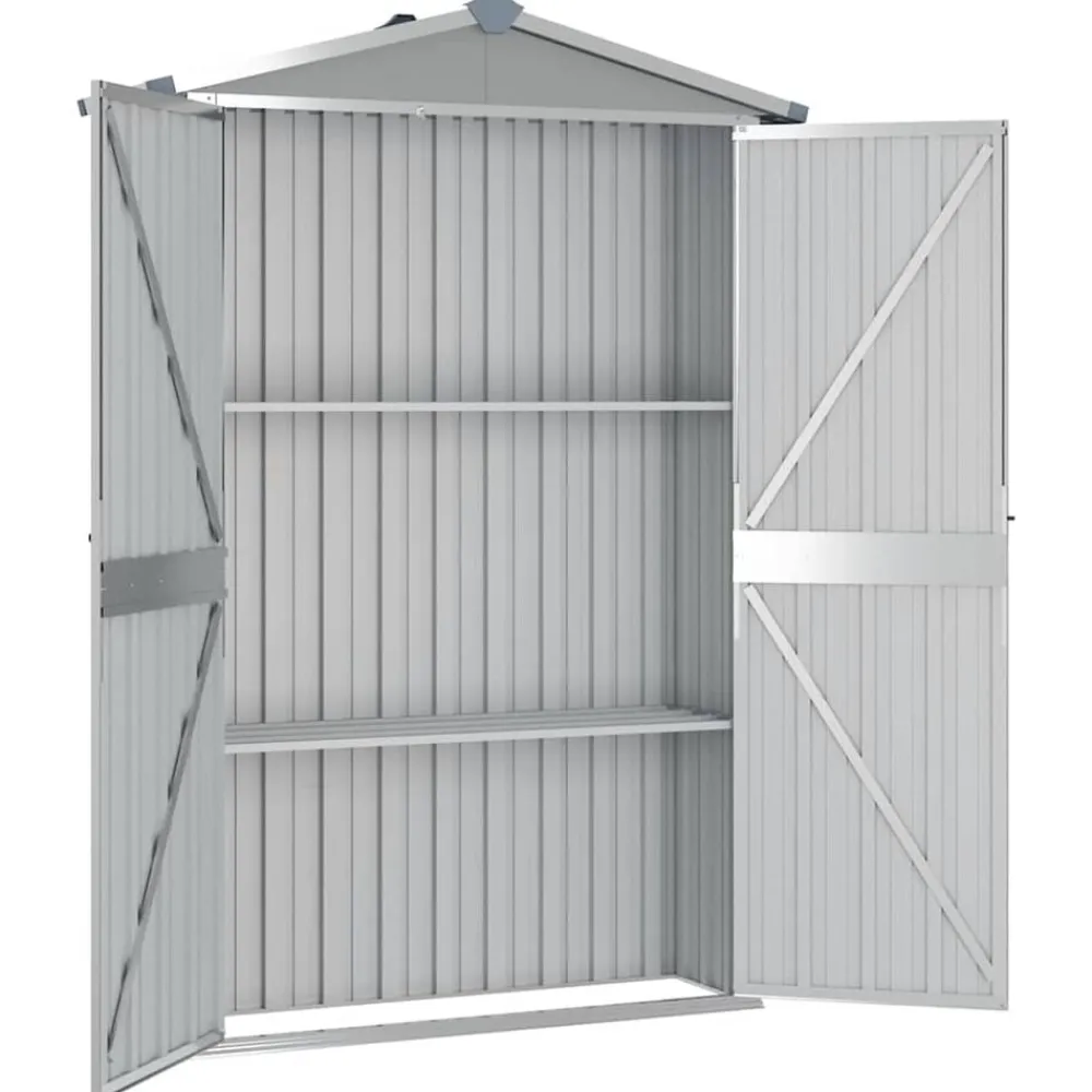 vidaXL Cobertizo de jardín acero galvanizado 116x45x175 cm Gris Clearance