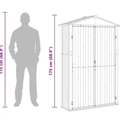 vidaXL Cobertizo de jardín acero galvanizado 116x45x175 cm Gris Clearance
